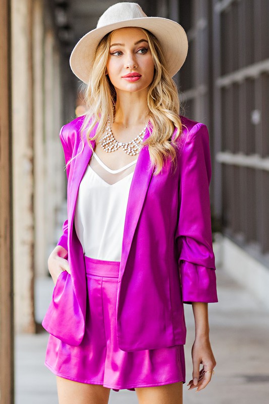 French Rose Satin Blazer