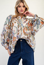 Load image into Gallery viewer, Paisley Bubble Sleeve Blouse
