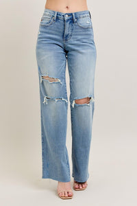 Judy Blue Mid Rise Tummy Control & Destroy Wide Jean