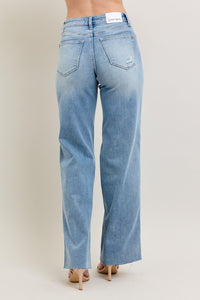 Judy Blue Mid Rise Tummy Control & Destroy Wide Jean