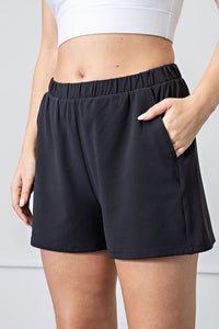 Black Crinkle Woven Shorts