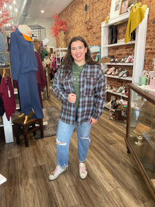 Pioneer Oversized Plaid Jacket with Pockets