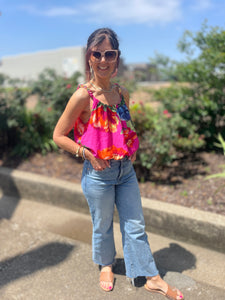 Floral Frenzy Braided Strap Top