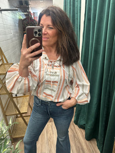 Sweet Treat Lace-Up Blouse