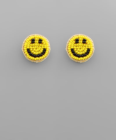 Beaded Smiley Face Studs