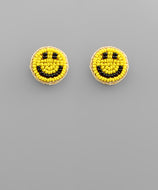 Beaded Smiley Face Studs