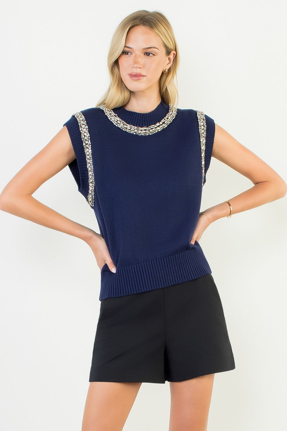 Fashionably Late Sleeveless Knit Top