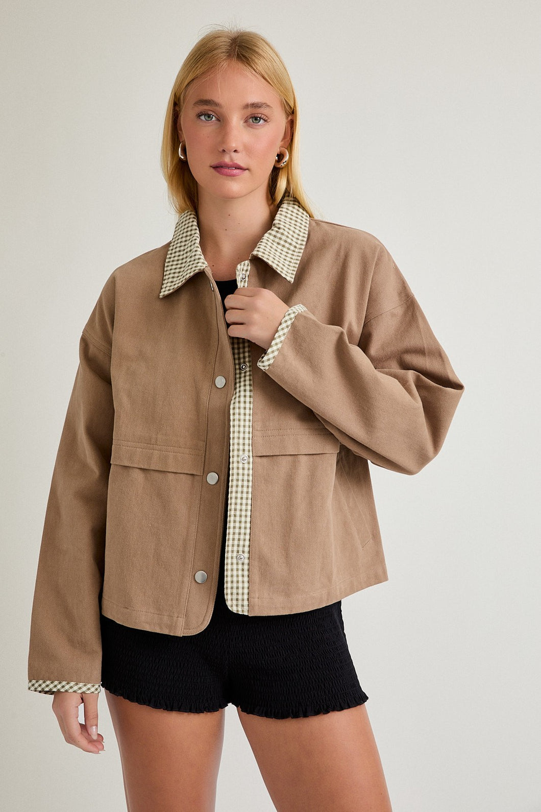 Gingham Denim Jacket