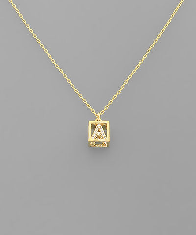 Cubed Initial Necklace