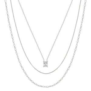 Silver Snake Chain Layered Necklace