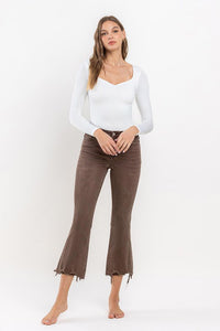 Bella High Rise Distressed Crop Flare