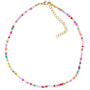 Rainbow Seed Bead 14 Inch Necklace