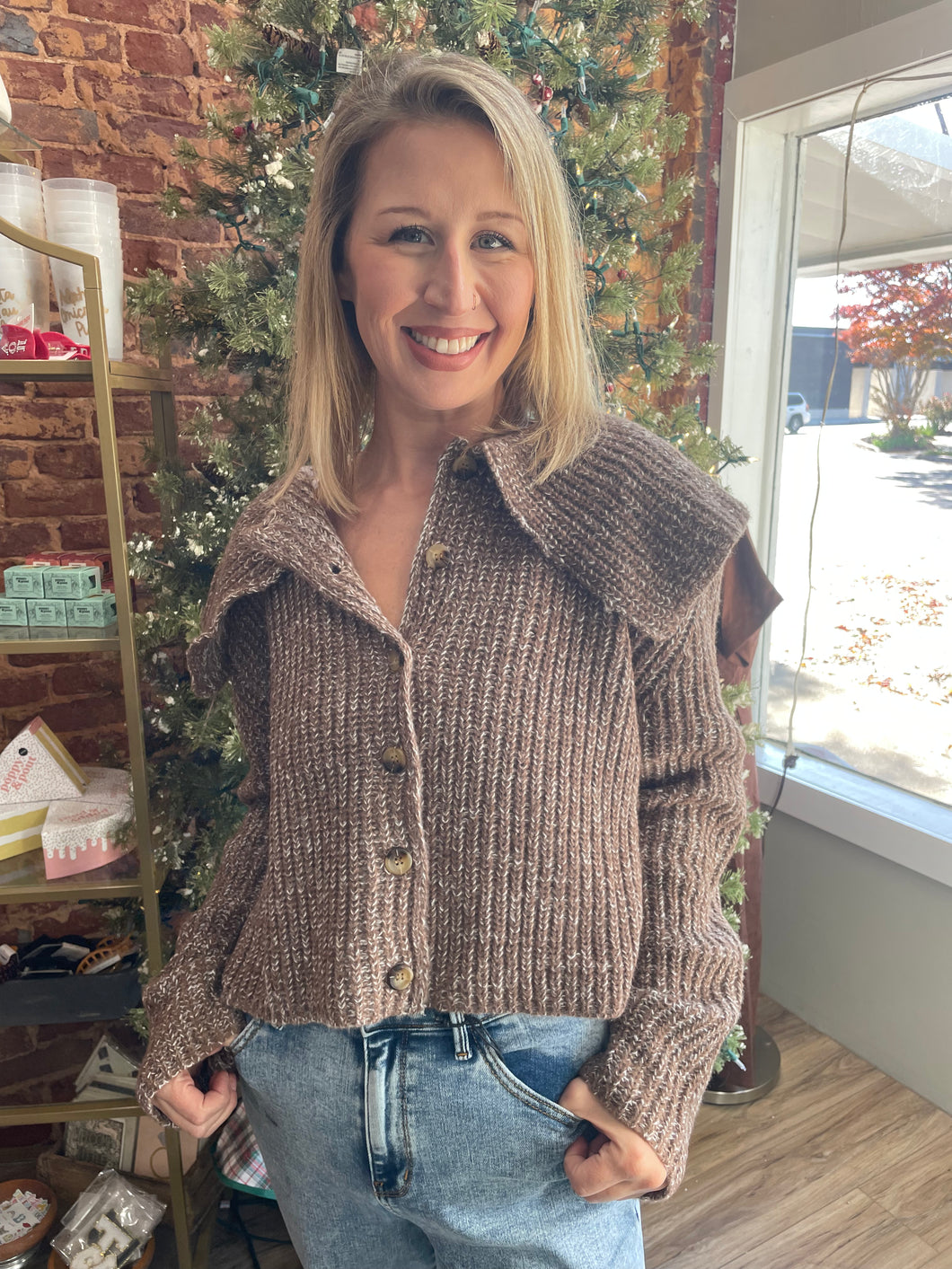 Settle Down Knitted Collar Sweater