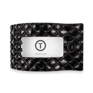 Jet Black Quilted Large Flat Rectangle Hair Clip