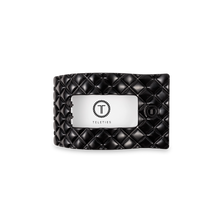 Load image into Gallery viewer, Jet Black Quilted Small Flat Rectangle Hair Clip
