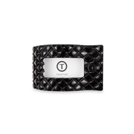 Jet Black Quilted Small Flat Rectangle Hair Clip