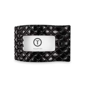 Jet Black Quilted Medium Flat Rectangle Hair Clip