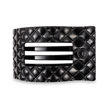 Load image into Gallery viewer, Jet Black Quilted Large Flat Rectangle Hair Clip
