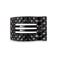 Load image into Gallery viewer, Jet Black Quilted Medium Flat Rectangle Hair Clip
