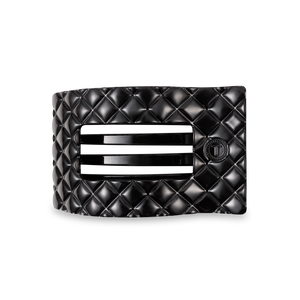 Jet Black Quilted Medium Flat Rectangle Hair Clip