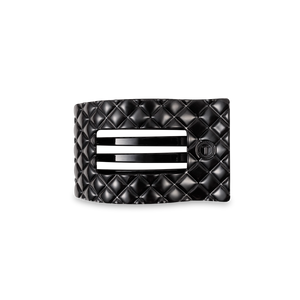 Jet Black Quilted Small Flat Rectangle Hair Clip