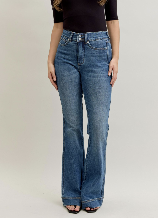 Judy Blue Double Button Flare Jeans
