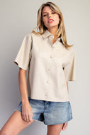 Turning Head Pleather Short Sleeve Top