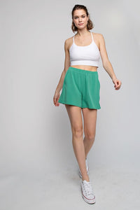 Green Crinkle Woven Shorts