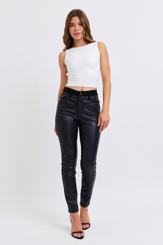 Faux Leather and Denim Black Skinny