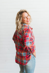 Red Hots Plaid Button-Up